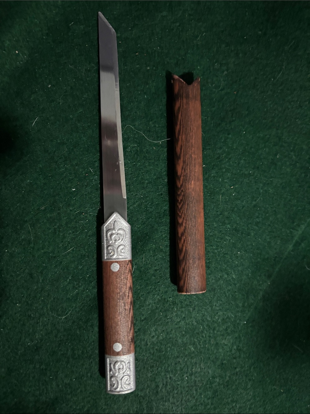 Wood Handle Tanto-Style Folding Knife in Brown